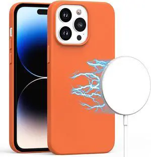 MagSafe Compatible Leather Case for iPhone 14 Pro Max - Orange