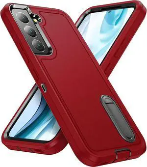 Military Grade TUFF Hybrid Armor Case with Kickstand for Samsung Galaxy S22 5G - Red
