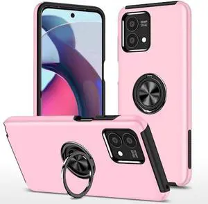 360 Rotating Ring Grip Hybrid Case for Motorola Moto G Power 5G 2023 - Pink