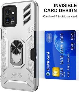 Tough Ring Grip Case with Card Slot for Motorola Moto G Power 5G 2023 - Sliver