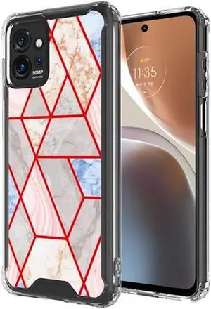 Marble Series Dual Layer Designer Case for Motorola Moto G Power 5G 2023 - Pink Grey