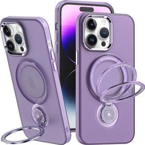 MagSafe Compatible Candy Series Hybrid Case with Kickstand Ring Holder for iPhone 12 / iPhone 12 Pro - Purple