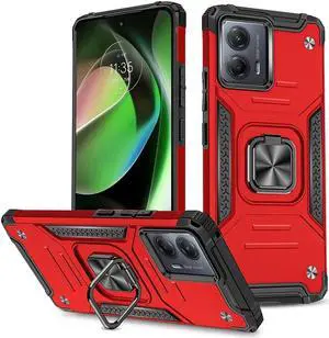 Robust Series Dual Layer Hybrid Case with Ring Holder for Motorola Moto G 5G 2023 - Red