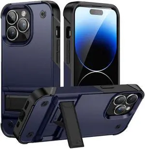 TUFF Hybrid Armor Case with Kickstand for iPhone 14 Pro Max - Navy Blue TUFF Hybrid Armor Case with Kickstand for iPhone 14 Pro Max - Navy Blue
