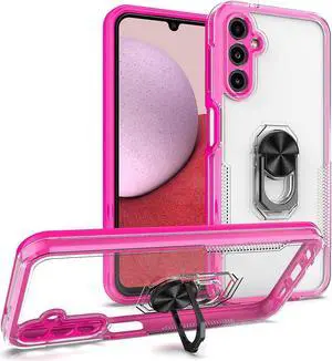 Translucent Series Hybrid Case with Ring Grip for Samsung Galaxy A13 5G - Hot Pink