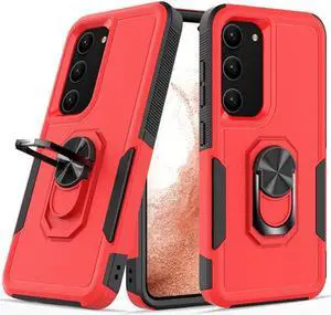 Military Grade TUFF Shockproof Hybrid Case with Ring Grip for Samsung Galaxy S23 Plus - Red
