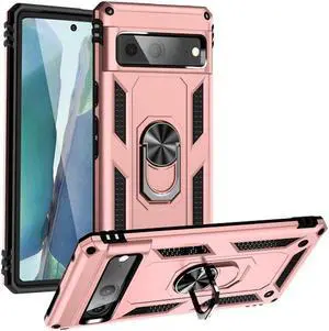 Military Grade Hybrid Case with Ring Grip for Google Pixel 7a - Rose Gold