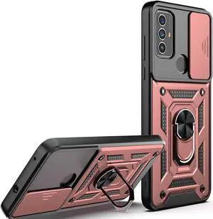 Elite Series Hybrid Case with Ring Grip and Camera Lens Cover for Motorola Moto G Play 2023 - Rose Gold