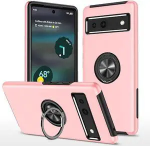 360 Rotating Ring Grip Hybrid Case for Google Pixel 7a - Pink