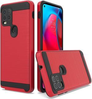 Brushed Textured Hybrid Armor Case for Motorola Moto G Stylus 5G 2021 - Red