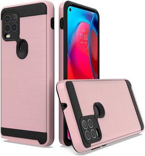 Brushed Textured Hybrid Armor Case for Motorola Moto G Stylus 5G 2021 - Rose Gold
