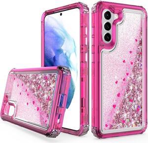 Atomic Quicksand Glitter Waterfall Hybrid Case for Samsung Galaxy S21 FE 5G - Hot Pink