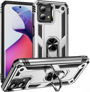 Military Grade Hybrid Case with Ring Grip for Motorola Moto G Stylus 5G 2023 - Silver