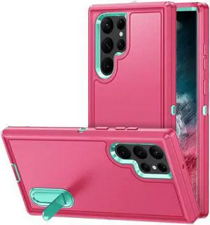 Military Grade TUFF Hybrid Armor Case with Kickstand for Samsung Galaxy S23 Ultra - Hot Pink
