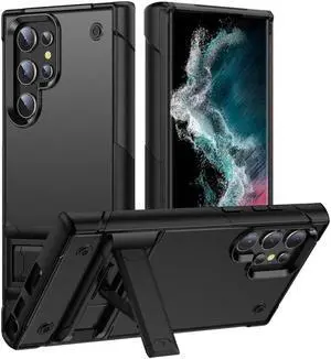 TUFF Hybrid Armor Case with Kickstand for Samsung Galaxy S23 Ultra - Black
