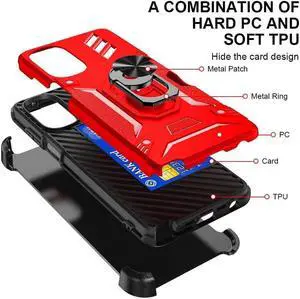 Tough Ring Grip Case with Card Slot for Motorola Moto G Stylus 5G 2023 - Red