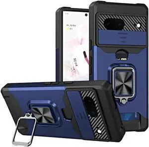 Military Grade All-In-One Ring Stand Card Case for Google Pixel 7a - Blue