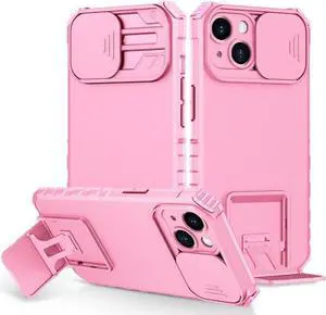 Camera Privacy Cover Hybrid Case with Kickstand for iPhone 14 - Pink Camera Privacy Cover Hybrid Case with Kickstand for iPhone 14 - Pink