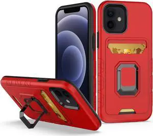 Tough Ring Case with Card Slot for iPhone 12 / iPhone 12 Pro - Red