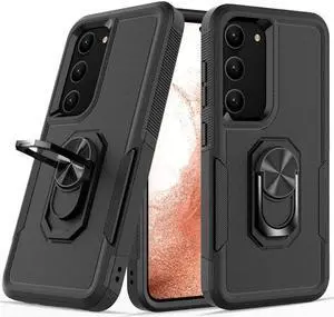 Military Grade TUFF Shockproof Hybrid Case with Ring Grip for Samsung Galaxy S23 Plus - Black