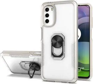 Translucent Series Hybrid Case with Ring Grip for Motorola Moto G 5G 2022 - White