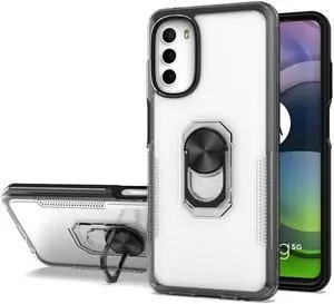 Translucent Series Hybrid Case with Ring Grip for Motorola Moto G 5G 2022 - Black