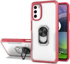 Translucent Series Hybrid Case with Ring Grip for Motorola Moto G 5G 2022 - Red