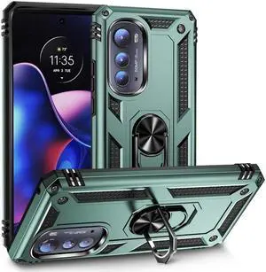 Military Grade Hybrid Case with Ring Grip for Motorola Edge 2022 - Green