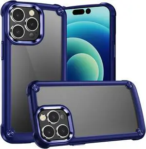 Tough Shield Snap-on Transparent Case for iPhone 14 Pro Max - Navy Blue