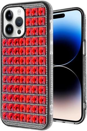 Diamond Series Crystal Rhinestones Case for iPhone 14 Pro - Red