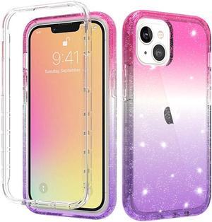 Color Gradient Sheer Sparkle Case for iPhone 13  Pink Purple