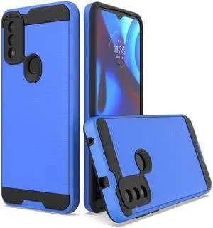 Brushed Textured Hybrid Armor Case for Motorola Moto G Pure - Blue