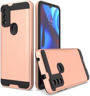 Brushed Textured Hybrid Armor Case for Motorola Moto G Pure - Rose Gold