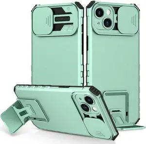 Camera Privacy Cover Hybrid Case with Kickstand for iPhone 14 Plus - Green
