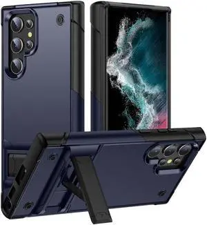 TUFF Hybrid Armor Case with Kickstand for Samsung Galaxy S23 Ultra - Navy Blue