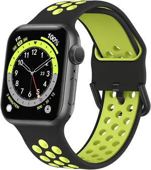 Comfy Sport Band for Apple Watch 41mm / 40mm / 38mm - Black Neon Yellow