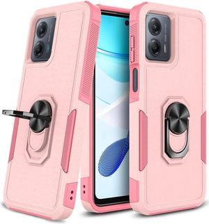 Military Grade TUFF Shockproof Hybrid Armor Case with Ring Grip for Motorola Moto G Power 5G 2023 - Pink