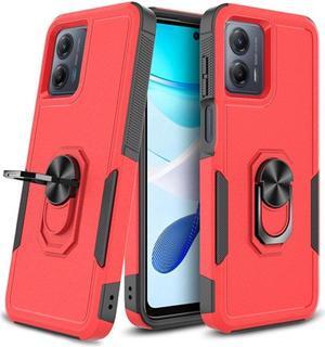 Military Grade TUFF Shockproof Hybrid Armor Case with Ring Grip for Motorola Moto G Power 5G 2023 - Red