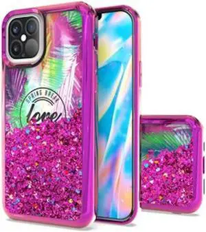 Electroplated Quicksand Glitter Waterfall Case for iPhone 13 Mini - Love
