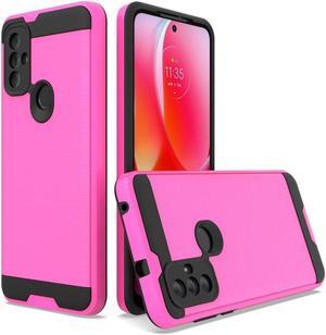 Brushed Textured Hybrid Armor Case for Motorola Moto G Power 2022 - Hot Pink