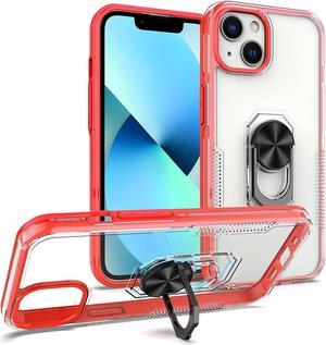 Translucent Series Hybrid Case with Ring Grip for iPhone 14 Plus - Red
