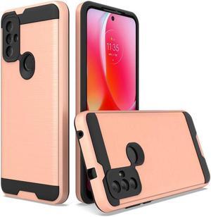 Brushed Textured Hybrid Armor Case for Motorola Moto G Power 2022 - Rose Gold