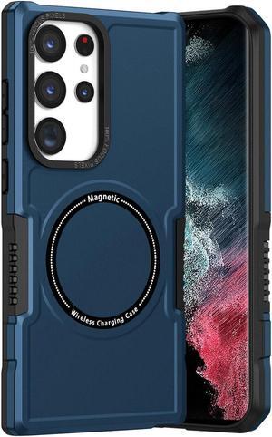 Shockproof Hybrid Case with MagSafe Magnetic Ring for Samsung Galaxy S23 Ultra - Blue