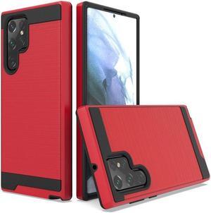 Brushed Textured Hybrid Case for Samsung Galaxy S23 Ultra - Red