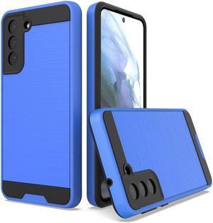 Brushed Metal Texture Hybrid Armor Case for Samsung Galaxy S21 FE 5G - Blue