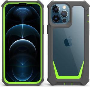 Military Grade Transparent Hybrid Case for iPhone 14 Pro - Charcoal Green