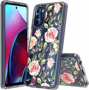 Tough Shield Snap-on Transparent Case for Motorola Moto G Stylus 5G 2022 - Butterfly Roses