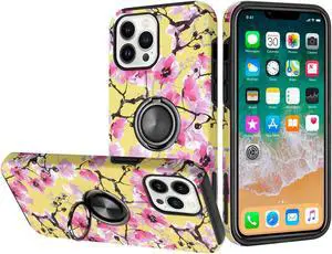 360 Rotating Ring Grip Hybrid Case for iPhone 14 Pro - Blossom