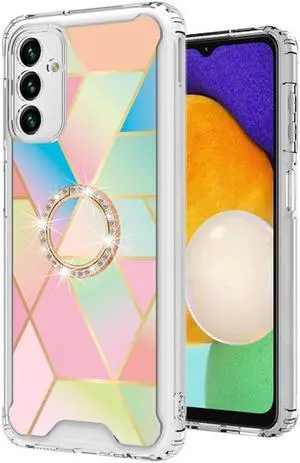 Shockproof Fusion Shield Tough Snap-on Case with Ring Holder for Samsung Galaxy A13 5G - Rainbow
