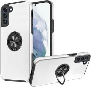 360 Rotating Ring Grip Hybrid Case for Samsung Galaxy S23 Plus - Silver